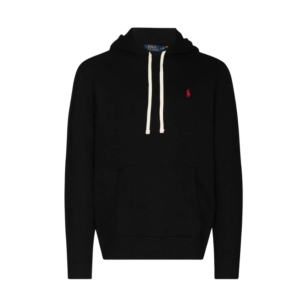 Moletom Ralph Lauren Capuz Preto Pony Vermelho
