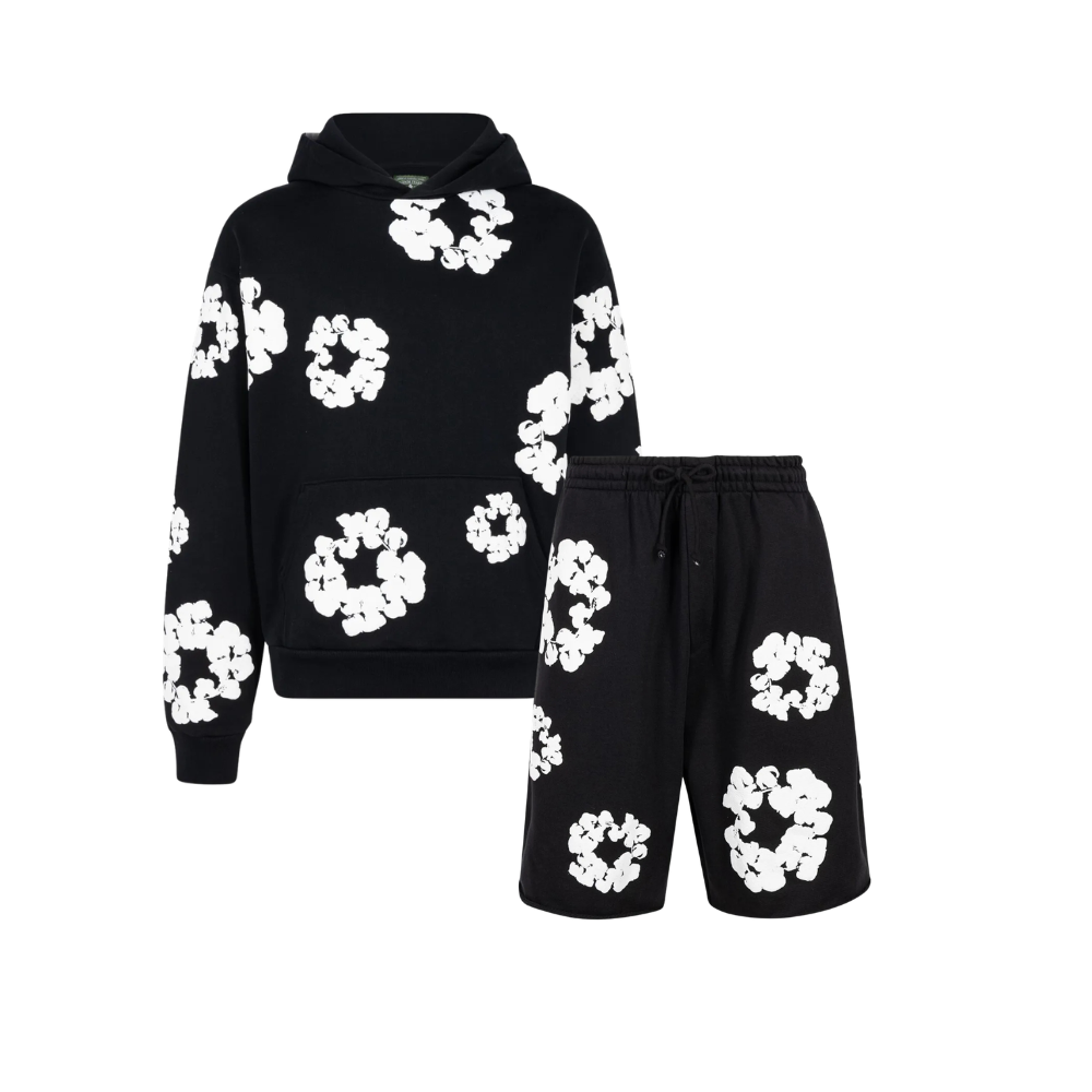 KIT Moletom Denim Tears Wreath Black + Short Moletom Denim Tears Wreath Black