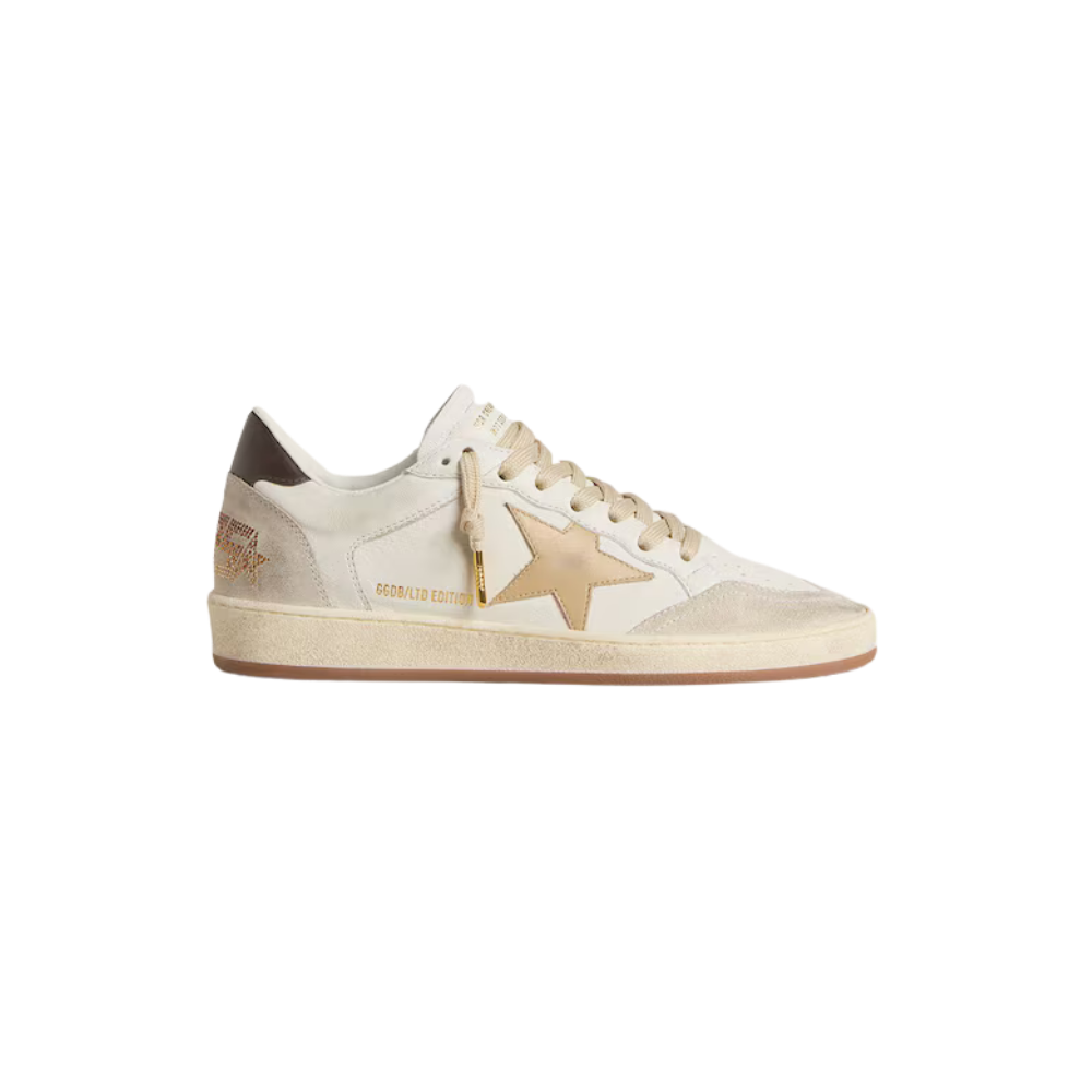 Golden Goose Ball Star LTD Feminino with beige star and black heel tab