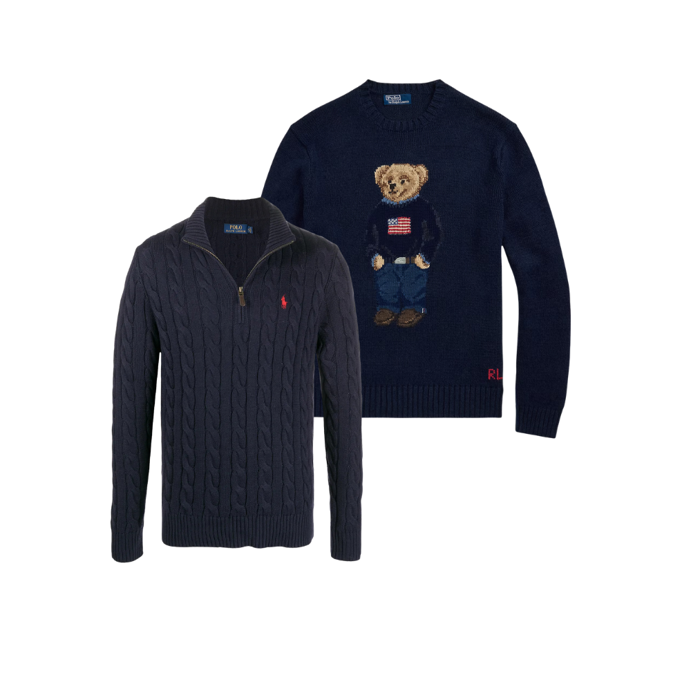 KIT Súeter Bear Ralph Lauren USA + Suéter Quartér Zip Navy Blue