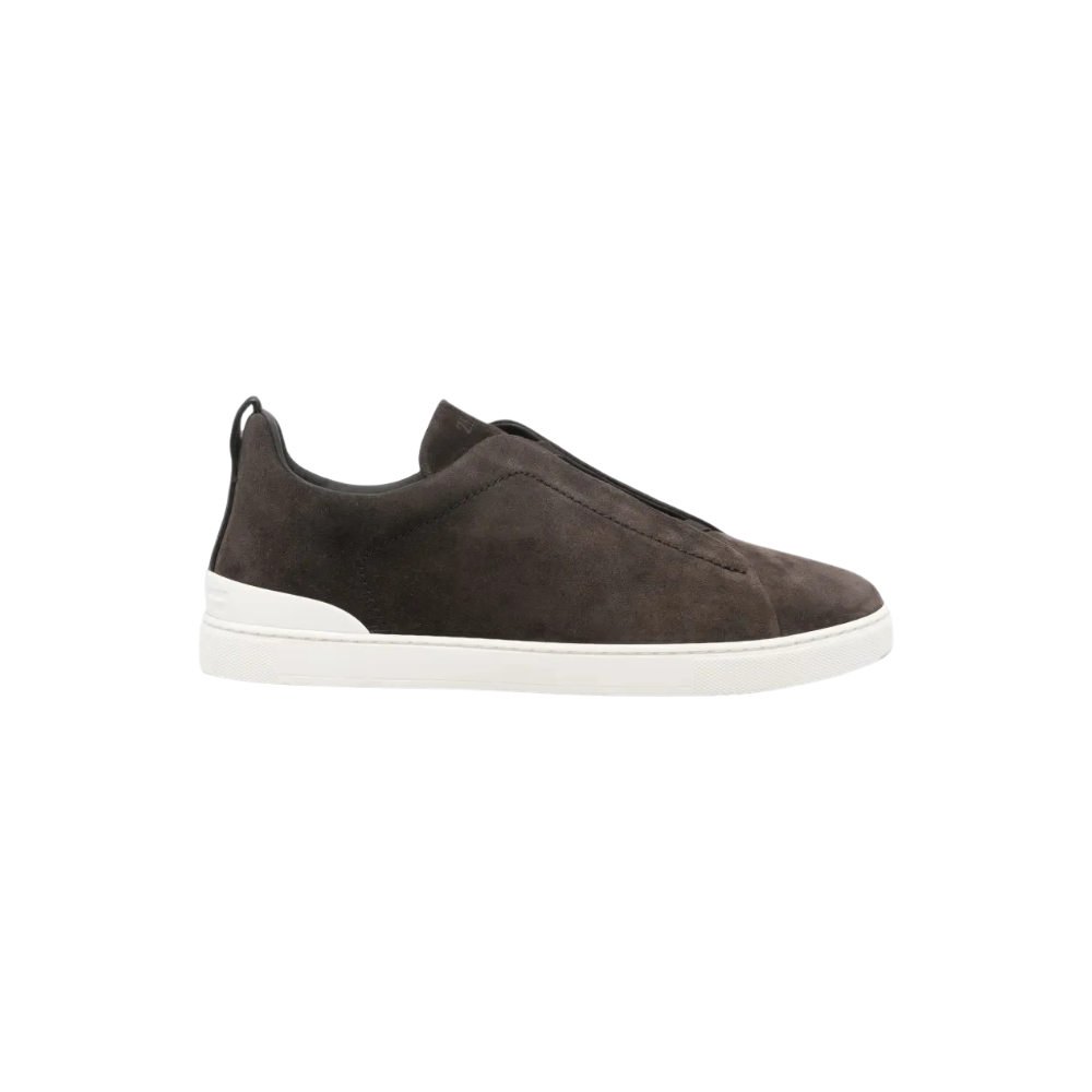 Tênis Zegna Triple Stitch Camurça marrom