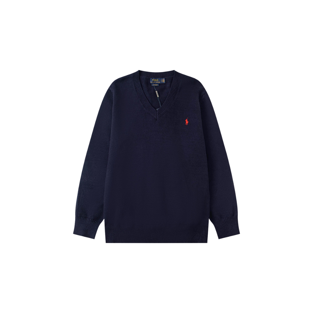 Suéter Ralph Lauren gola em V Feminino Navy Blue