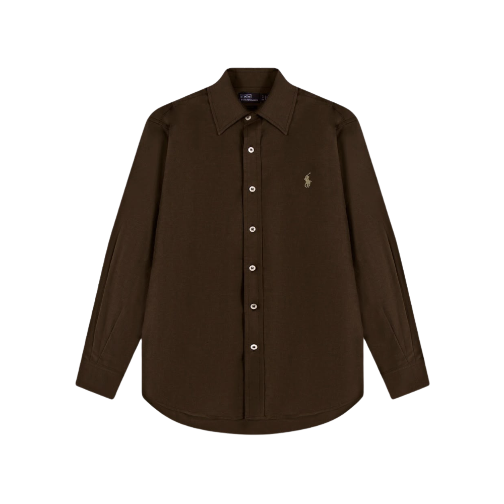Camisa em linho Ralph Lauren marrom manga longa