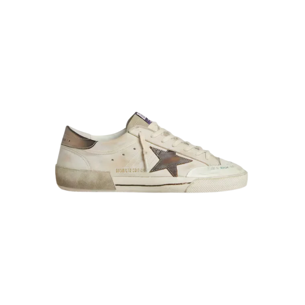 Golden Goose Super-Star LTD in suede with brown leather star and metallic leather heel tab