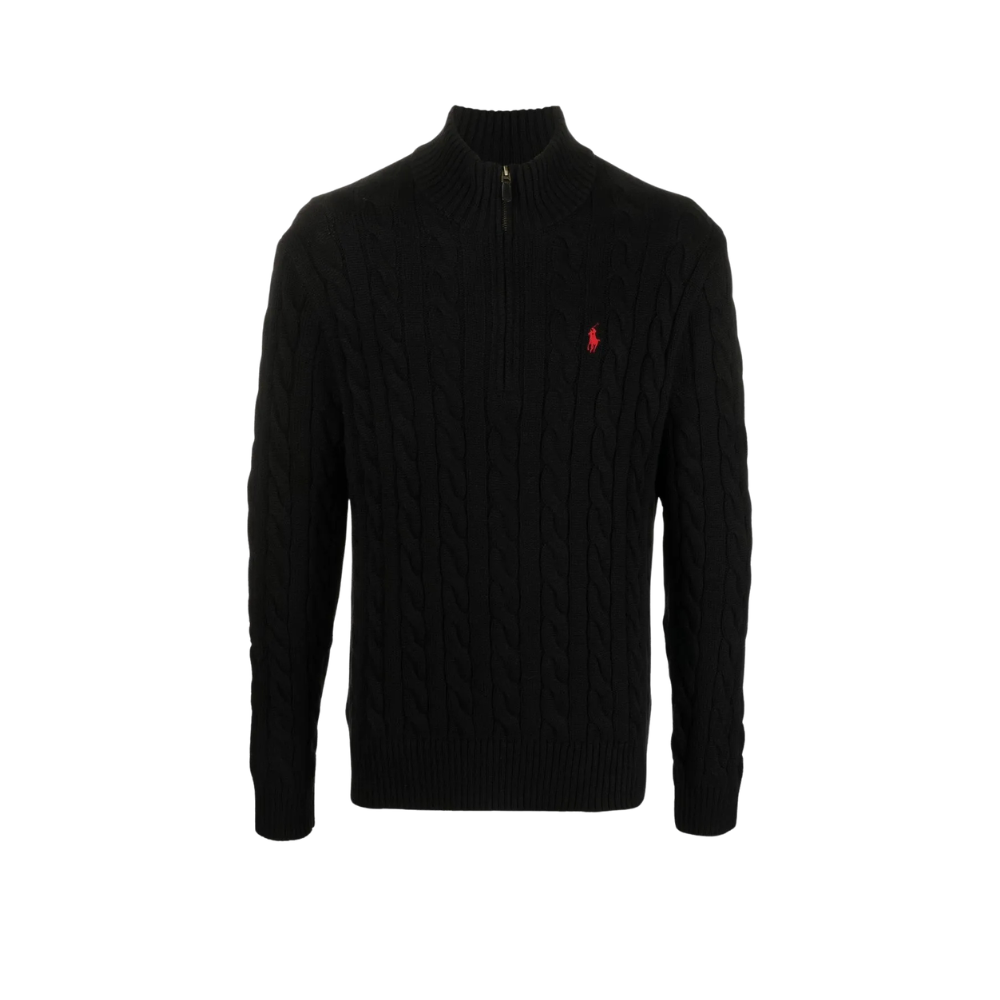 Suéter Quarter Zip Ralph Lauren Tricô preto